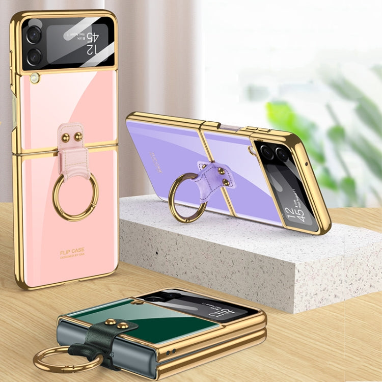 For Samsung Galaxy Z Flip3 5G GKK Integrated Solid Color Plating Phone Case with Ring Holder(Cosmetic Pink) - free shipping - PMC TechLife - Order now!