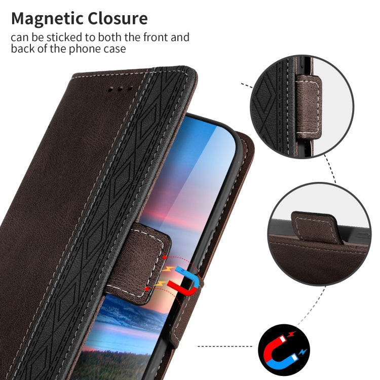 For Samsung Galaxy A73 5G Stitching Side-Magnetic RFID Leather Phone Case(Coffee) - free shipping - PMC TechLife - Order now!