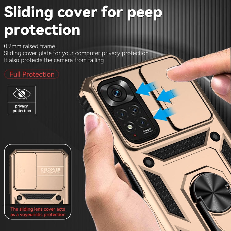 For Xiaomi Redmi Note 11 Global Sliding Camshield Holder Phone Case(Gold) - free shipping - PMC TechLife - Order now!