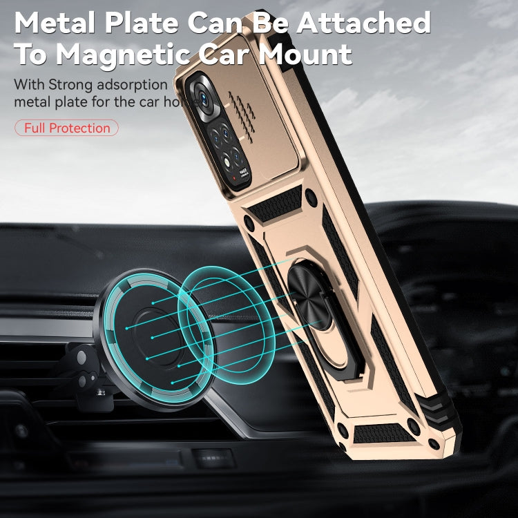 For Xiaomi Redmi Note 11 Global Sliding Camshield Holder Phone Case(Gold) - free shipping - PMC TechLife - Order now!