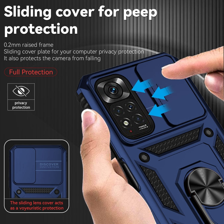 For Xiaomi Redmi Note 11 Global Sliding Camshield Holder Phone Case(Blue) - free shipping - PMC TechLife - Order now!
