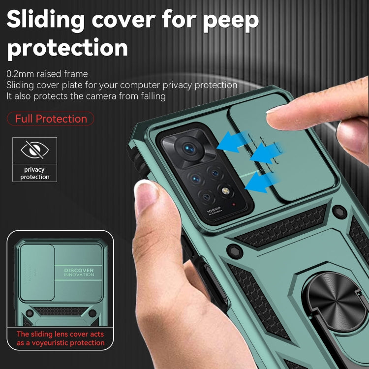 For Xiaomi Redmi Note 11 Pro Global Sliding Camshield Holder Phone Case(Dark Green) - free shipping - PMC TechLife - Order now!