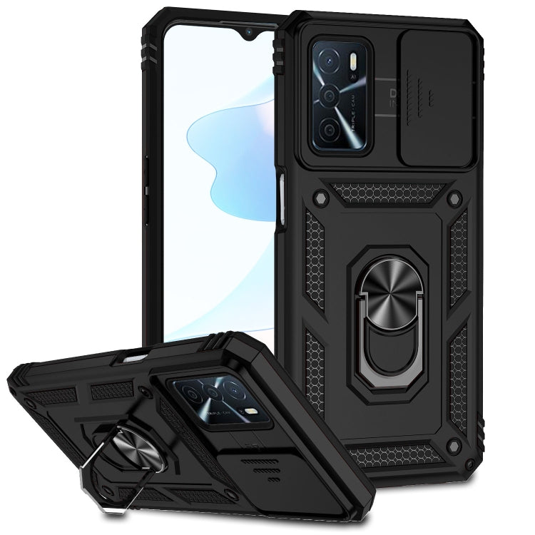 For OPPO A16 Sliding Camshield Holder Phone Case(Black) - OPPO Cases by PMC TechLife | Online Shopping South Africa | PMC TechLife