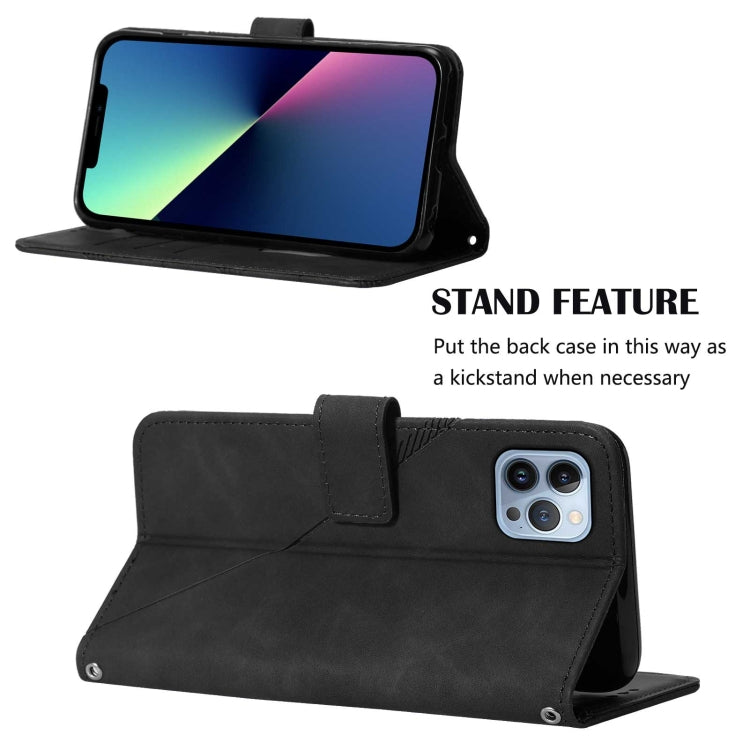 For iPhone 13 Pro Max Crossbody 3D Embossed Flip Leather Phone Case (Black) - free shipping - PMC TechLife - Order now!