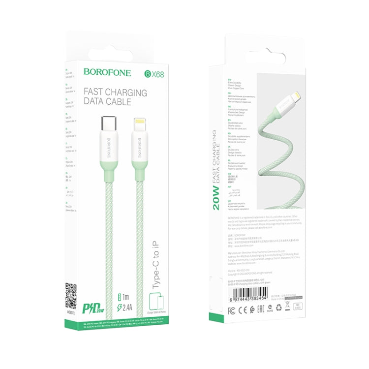 Borofone BX68 2.4A USB-C / Type-C to 8 Pin PD Charging Data Cable, Length:1m(Green) - Normal Style Cable by Borofone | Online Shopping South Africa | PMC Jewellery