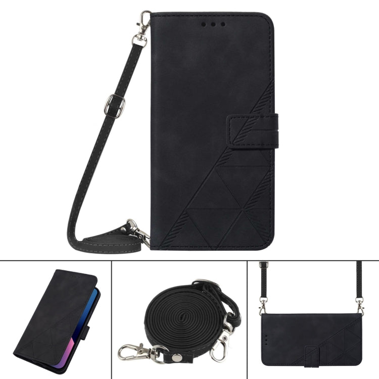 For Samsung Galaxy A13 4G Crossbody 3D Embossed Flip Leather Phone Case(Black) - Galaxy Phone Cases by PMC TechLife | Online Shopping South Africa | PMC TechLife | Buy Now Pay Later Mobicred