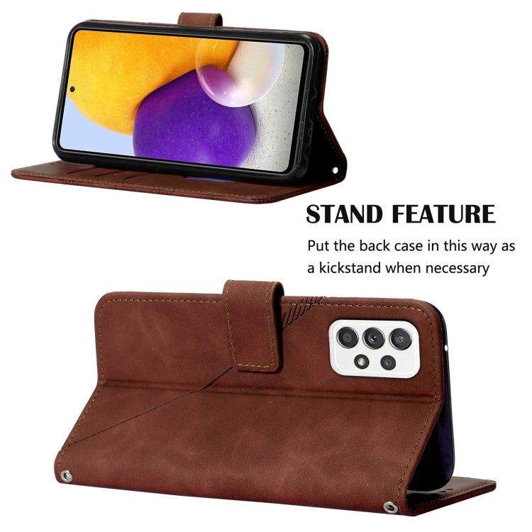 For Samsung Galaxy A72 4G / 5G Crossbody 3D Embossed Flip Leather Phone Case(Brown) - Galaxy Phone Cases by PMC TechLife | Online Shopping South Africa | PMC TechLife | Buy Now Pay Later Mobicred