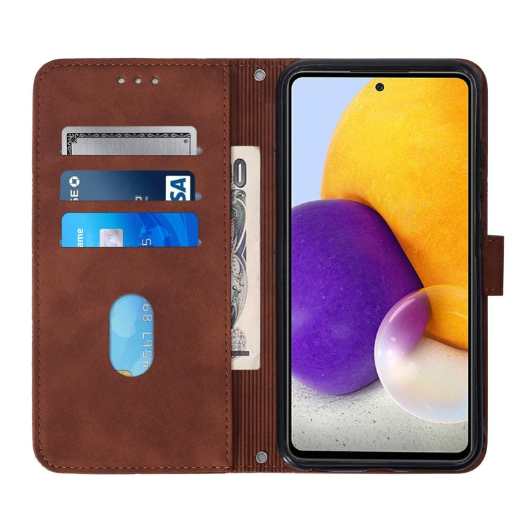 For Samsung Galaxy A72 4G / 5G Crossbody 3D Embossed Flip Leather Phone Case(Brown) - Galaxy Phone Cases by PMC TechLife | Online Shopping South Africa | PMC TechLife | Buy Now Pay Later Mobicred