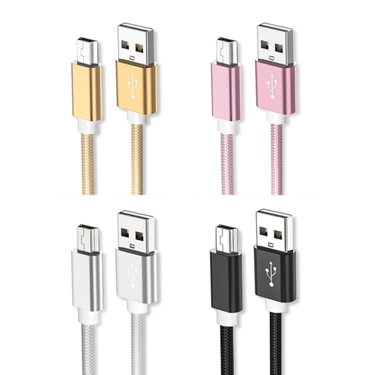 5 PCS Mini USB to USB A Woven Data / Charge Cable for MP3, Camera, Car DVR, Length:0.25m(Silver) -  by PMC TechLife | Online Shopping South Africa | PMC TechLife