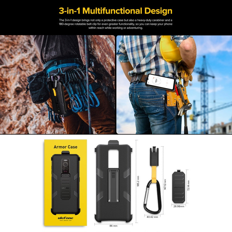 For Ulefone Armor 17 Pro Ulefone Back Clip Phone Case with Carabiner (Black) - Ulefone Cases by Ulefone | Online Shopping South Africa | PMC Jewellery | Buy Now Pay Later Mobicred