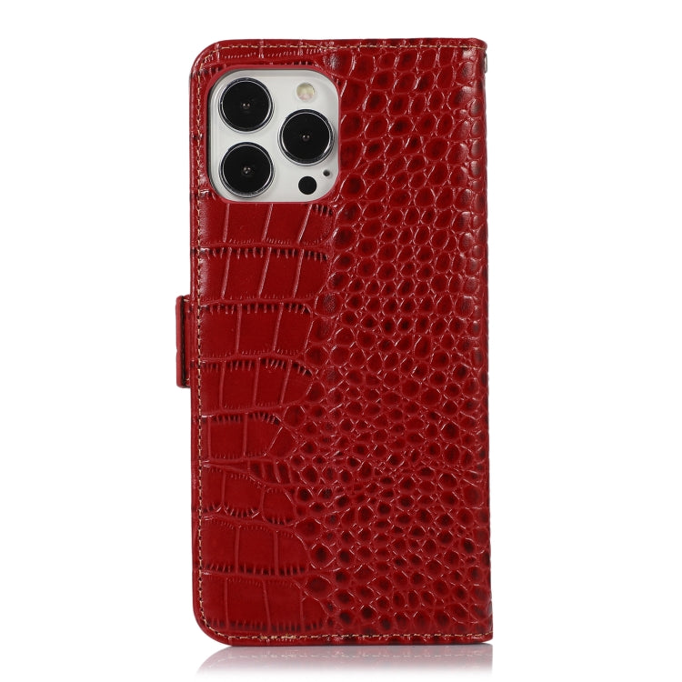 For iPhone 13 Pro Max Crocodile Top Layer Cowhide Leather Phone Case (Red) - iPhone 13 Pro Max Cases by PMC TechLife | Online Shopping South Africa | PMC TechLife | Buy Now Pay Later Mobicred