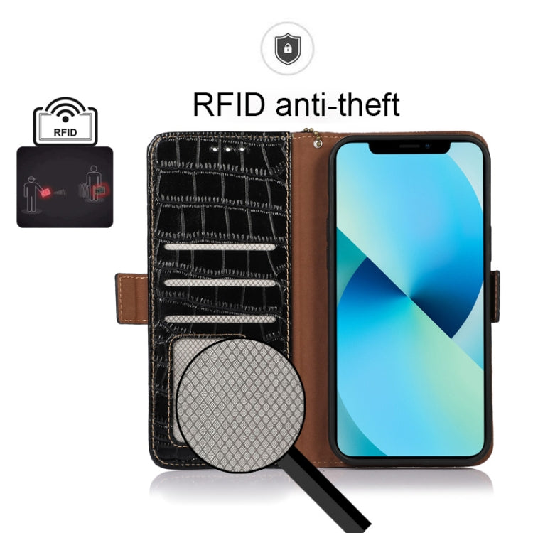 For Xiaomi Redmi 10C / 10 India Crocodile Top Layer Cowhide Leather Phone Case(Black) - Xiaomi Cases by PMC TechLife | Online Shopping South Africa | PMC TechLife
