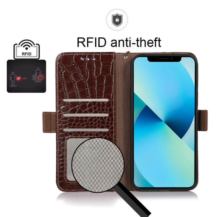 For Xiaomi Redmi K40S Crocodile Top Layer Cowhide Leather Phone Case(Brown) - Xiaomi Cases by PMC TechLife | Online Shopping South Africa | PMC TechLife