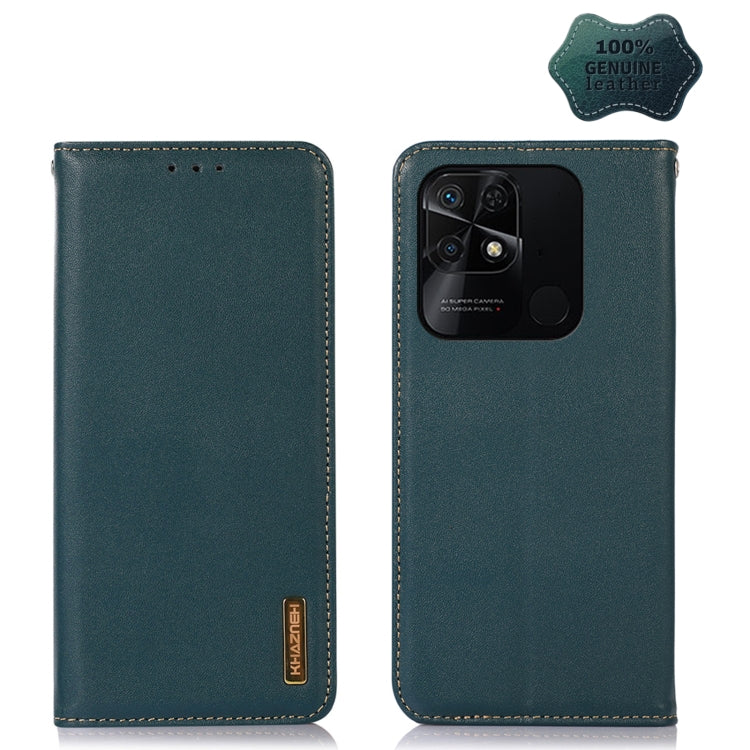 For Xiaomi Redmi 10C / 10 India KHAZNEH Nappa Top Layer Cowhide Leather Phone Case(Green) - Xiaomi Cases by PMC TechLife | Online Shopping South Africa | PMC TechLife