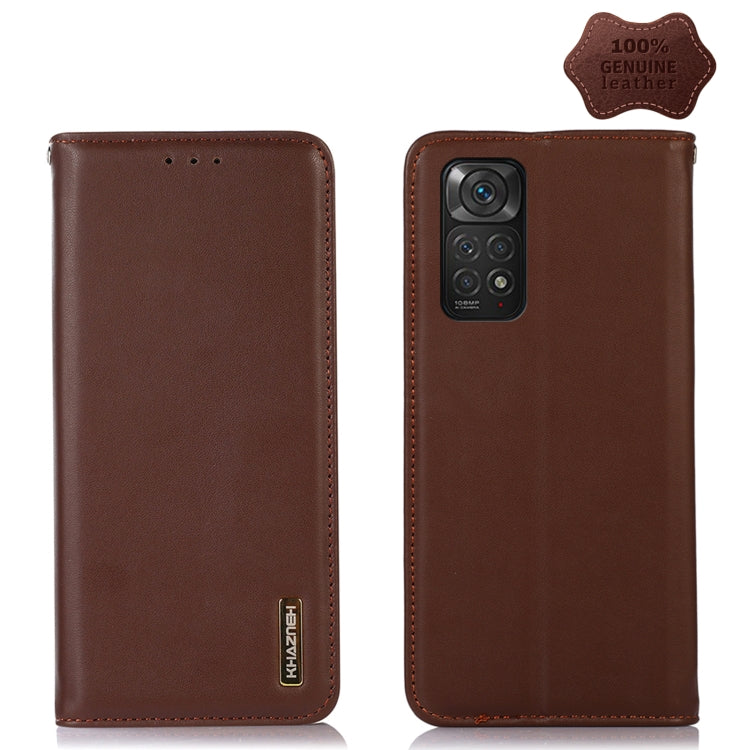 For Xiaomi Redmi Note 11 4G/11S 4G Global KHAZNEH Nappa Top Layer Cowhide Leather Phone Case(Brown) - Xiaomi Cases by PMC TechLife | Online Shopping South Africa | PMC TechLife