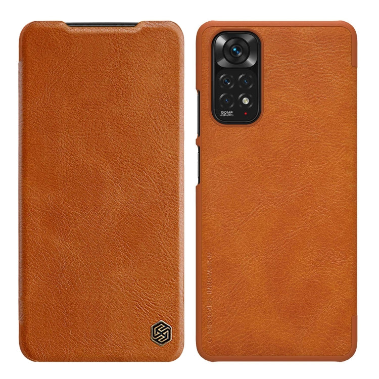 For Xiaomi Redmi Note 11 Global NILLKIN QIN Series Crazy Horse Texture Leather Case(Brown) - Xiaomi Cases by NILLKIN | Online Shopping South Africa | PMC TechLife | Buy Now Pay Later Mobicred