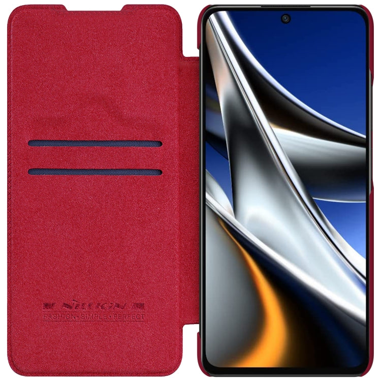 For Xiaomi Poco X4 Pro 5G NILLKIN QIN Series Pro Sliding Camera Cover Leather Phone Case(Red) - Xiaomi Cases by NILLKIN | Online Shopping South Africa | PMC Jewellery