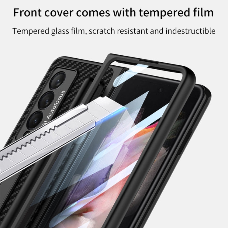 For Samsung Galaxy Z Fold3 5G GKK Ultra-thin Shockproof Leather Protective Case with Holder & Pen Slots(Black) - Galaxy Phone Cases by GKK | Online Shopping South Africa | PMC TechLife | Buy Now Pay Later Mobicred