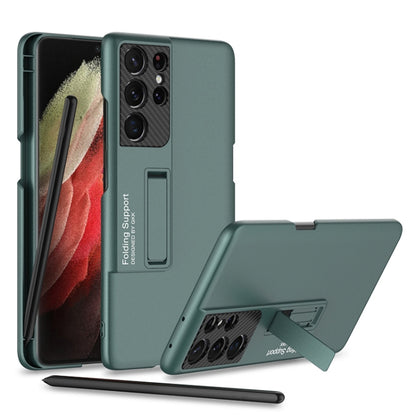 For Samsung Galaxy S21 Ultra 5G GKK Ultra-thin Shockproof Phone Case with Holder & Pen Slots & Stylus Pen(Forest Green) - Galaxy S21 Ultra 5G Cases by GKK | Online Shopping South Africa | PMC Jewellery