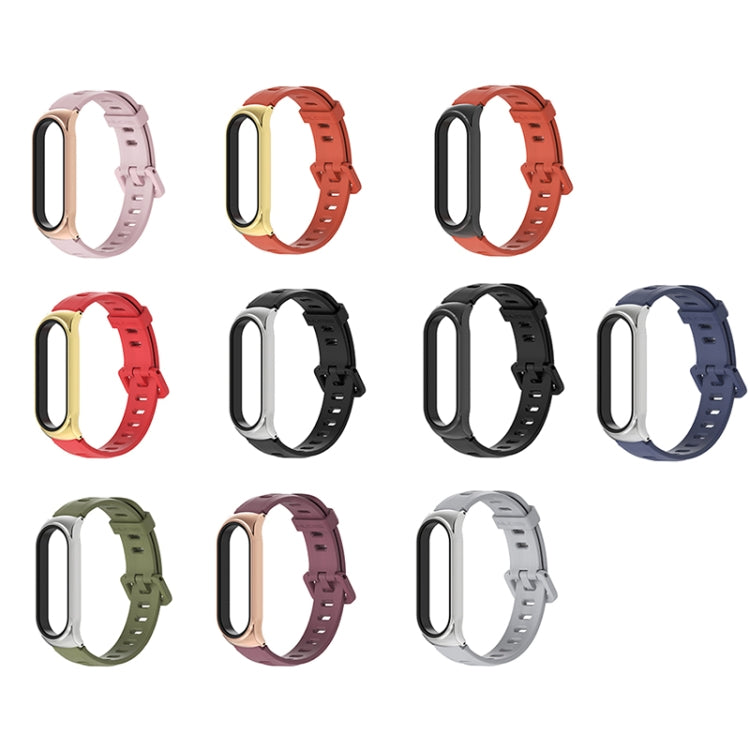 For Xiaomi Mi Band 6 / 5 / 4 / 3 Mijobs Flat Hole Silicone Watch Band, Style:CS Case(Orange+Black) - free shipping - PMC TechLife - Order now!
