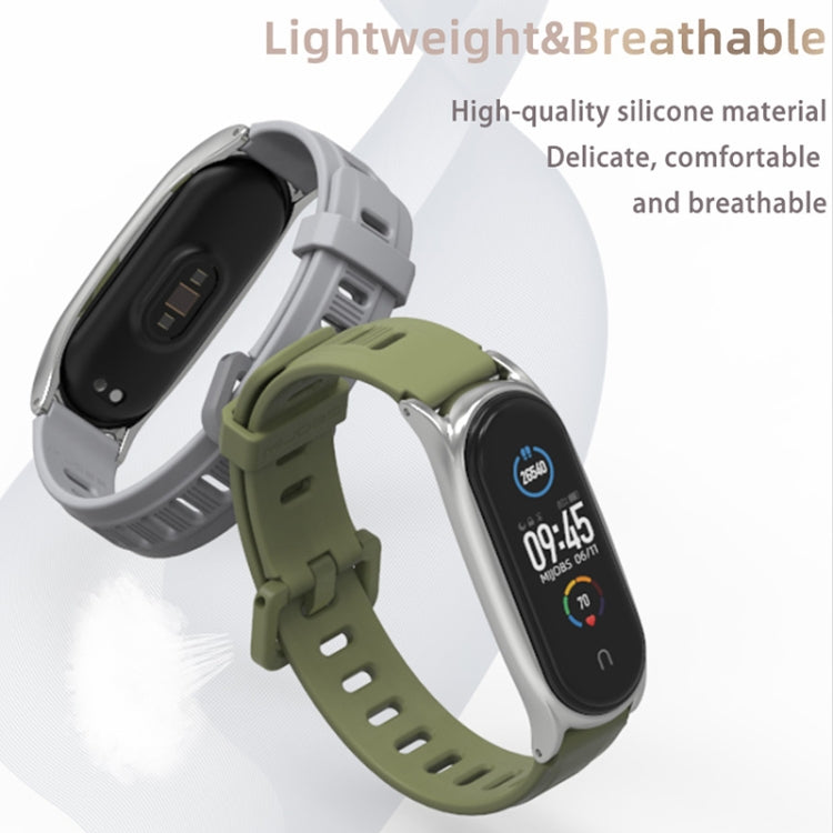 For Xiaomi Mi Band 6 / 5 / 4 / 3 Mijobs Flat Hole Silicone Watch Band, Style:CS Case(Grey+Silver) - free shipping - PMC TechLife - Order now!