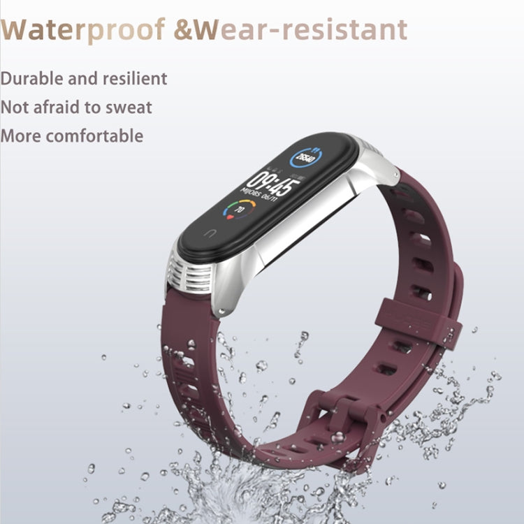 For Xiaomi Mi Band 6 / 5 / 4 / 3 Mijobs Flat Hole Silicone Watch Band, Style:CS Case(Grey+Silver) - free shipping - PMC TechLife - Order now!