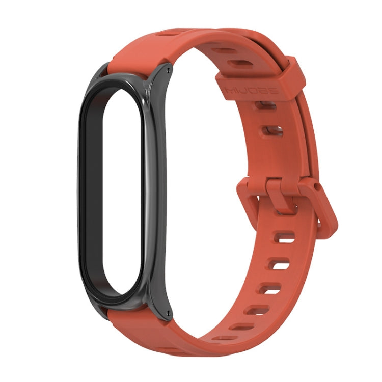 For Xiaomi Mi Band 6 / 5 / 4 / 3 Mijobs Flat Hole Silicone Watch Band, Style:Plus Case(Orange+Black) - Watch Bands by MIJOBS | Online Shopping South Africa | PMC TechLife | Buy Now Pay Later Mobicred