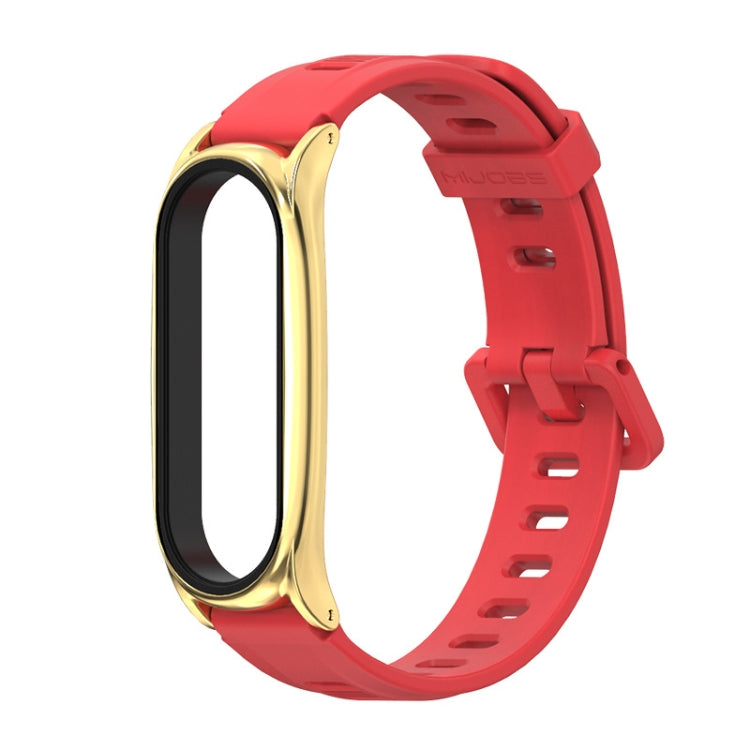 For Xiaomi Mi Band 6 / 5 / 4 / 3 Mijobs Flat Hole Silicone Watch Band, Style:Plus Case(Red+Gold) - Watch Bands by MIJOBS | Online Shopping South Africa | PMC TechLife | Buy Now Pay Later Mobicred