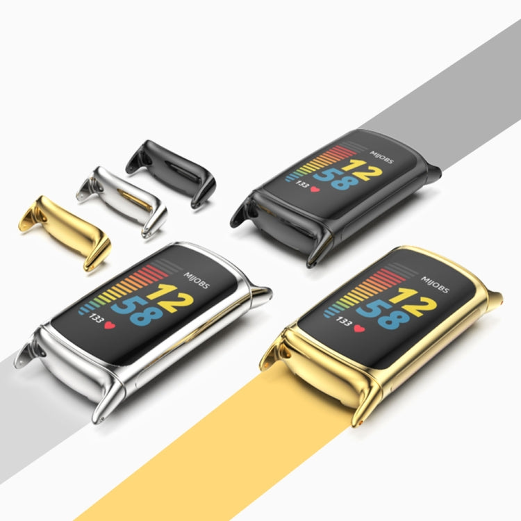 For Fitbit Charge5 Mijobs Stainless Steel Metal Watch Band(Silver) - Watch Bands by MIJOBS | Online Shopping South Africa | PMC TechLife | Buy Now Pay Later Mobicred