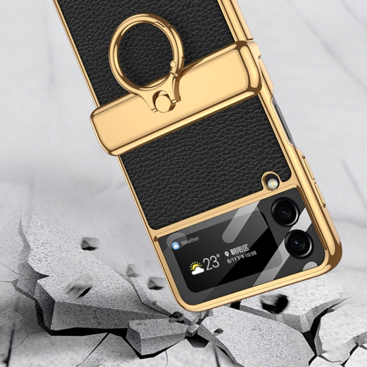 For Samsung Galaxy Z Flip3 5G GKK Integrated Plating + Leather Flip Phone Case(Burning Orange) - Galaxy Phone Cases by GKK | Online Shopping South Africa | PMC TechLife | Buy Now Pay Later Mobicred