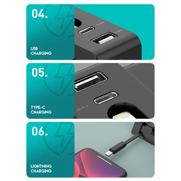 D2 15W Max 6 in 1 Multifunction Fast Wireless Charger Holder(Black) -  by PMC TechLife | Online Shopping South Africa | PMC TechLife