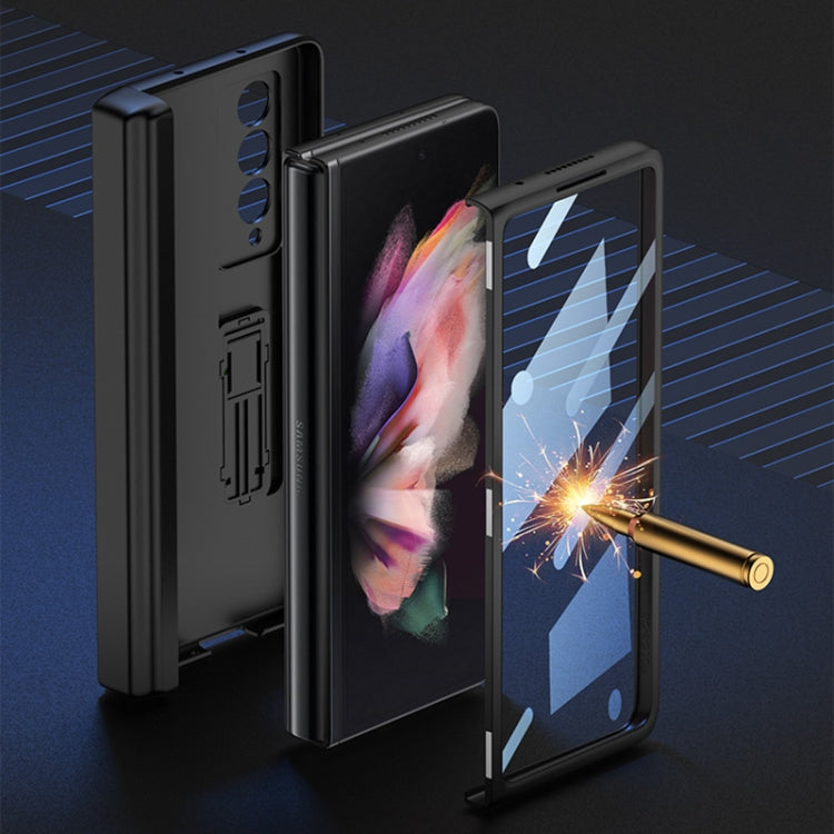 For Samsung Galaxy Z Fold3 5G GKK Magnetic Hinge Plain Leather Phone Flip Case with Pen Box(Cross Texture) - free shipping - PMC TechLife - Order now!