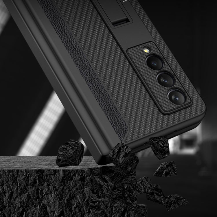 For Samsung Galaxy Z Fold3 5G GKK Magnetic Hinge Plain Leather Phone Flip Case with Pen Box(Black) - free shipping - PMC TechLife - Order now!