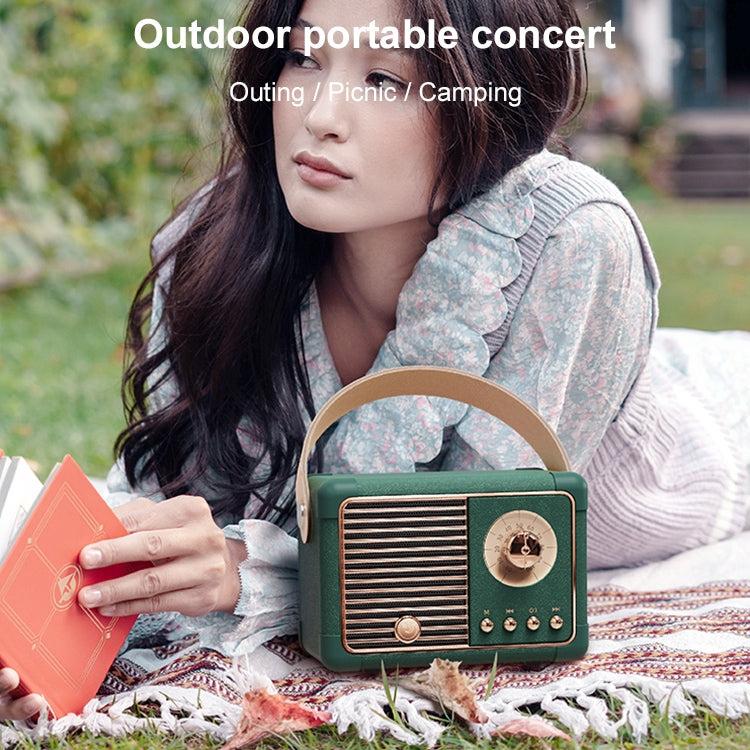 HM11 PLUS Portable HIFI Mini Retro Wireless Bluetooth Speaker(Dark Green) - Mini Speaker by PMC TechLife | Online Shopping South Africa | PMC TechLife