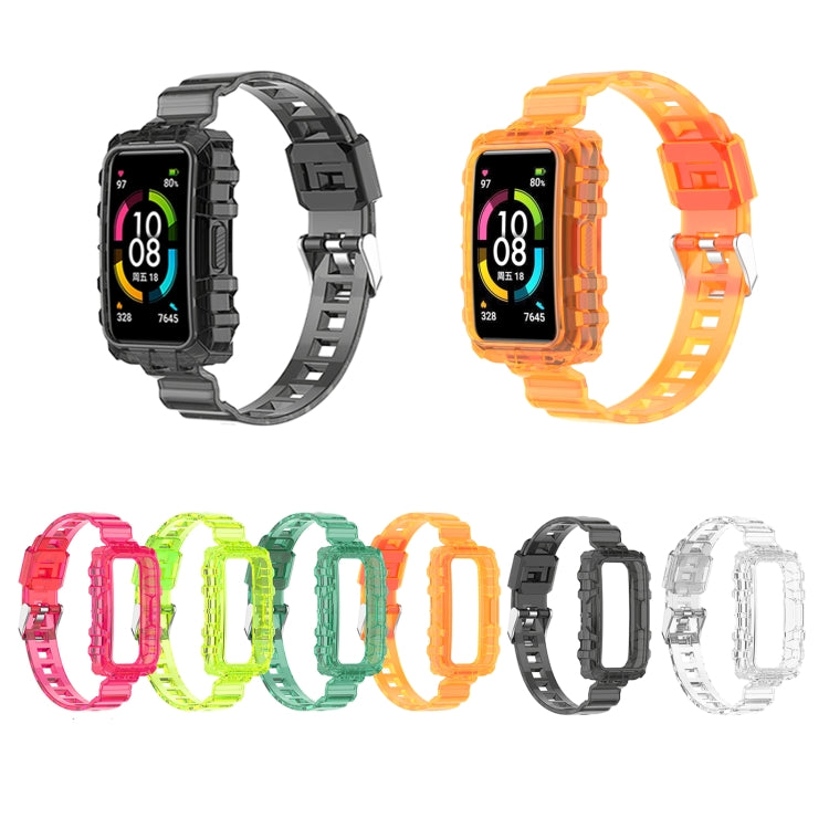 For Huawei Band 7 Integrated Transparent Silicone Watch Band(Orange) - Watch Bands by PMC TechLife | Online Shopping South Africa | PMC TechLife | Buy Now Pay Later Mobicred