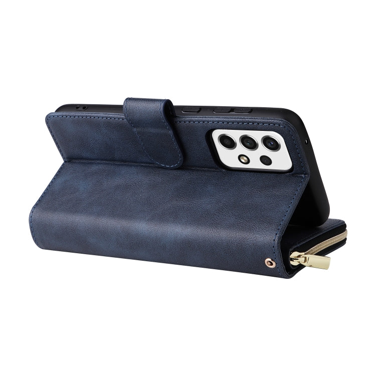For Samsung Galaxy A23 9 Card Slots Zipper Wallet Bag Leather Phone Case(Blue) - Galaxy Phone Cases by PMC TechLife | Online Shopping South Africa | PMC TechLife | Buy Now Pay Later Mobicred