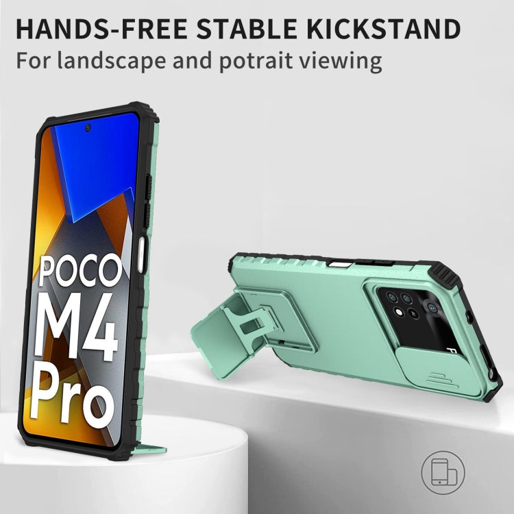 For Xiaomi Poco M4 Pro 4G Stereoscopic Holder Sliding Camshield Phone Case(Light Blue) - free shipping - PMC TechLife - Order now!