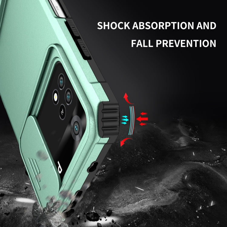 For Xiaomi Poco M4 Pro 4G Stereoscopic Holder Sliding Camshield Phone Case(Light Blue) - free shipping - PMC TechLife - Order now!