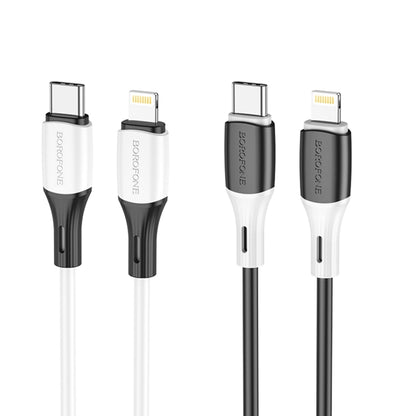 Borofone BX79 Type-C / USB-C to 8 Pin PD Silicone Sync Data Charging Cable, Length: 1m(Black) - 2 in 1 Cable by Borofone | Online Shopping South Africa | PMC Jewellery