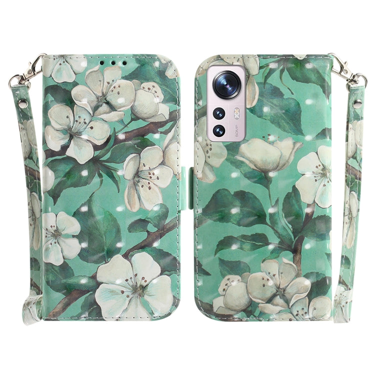 For Xiaomi 12 / 12X 3D Colored Horizontal Flip Leather Phone Case(Watercolor Flower) - 12 Cases by PMC Jewellery | Online Shopping South Africa | PMC Jewellery