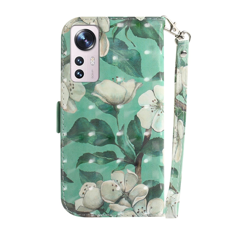 For Xiaomi 12 / 12X 3D Colored Horizontal Flip Leather Phone Case(Watercolor Flower) - 12 Cases by PMC Jewellery | Online Shopping South Africa | PMC Jewellery