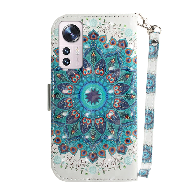 For Xiaomi 12 / 12X 3D Colored Horizontal Flip Leather Phone Case(Peacock Wreath) - 12 Cases by PMC Jewellery | Online Shopping South Africa | PMC Jewellery