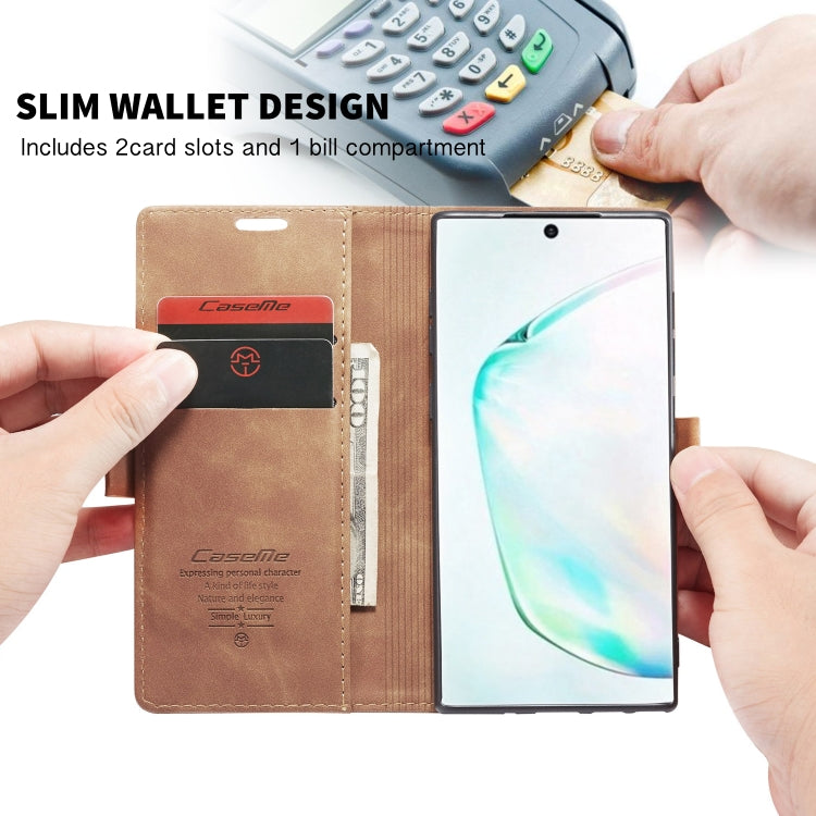 For Galaxy A81 / Note 10 Lite CaseMe Multifunctional Horizontal Flip Leather Case, with Card Slot & Holder & Wallet(Brown) - free shipping - PMC TechLife - Order now!