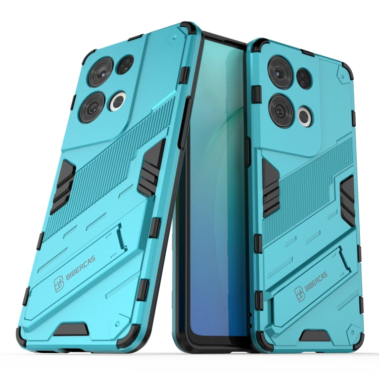 For OPPO Reno8 Pro Punk Armor 2 in 1 PC + TPU Shockproof Phone Case with Invisible Holder(Blue) - OPPO Cases by PMC TechLife | Online Shopping South Africa | PMC TechLife | Buy Now Pay Later Mobicred