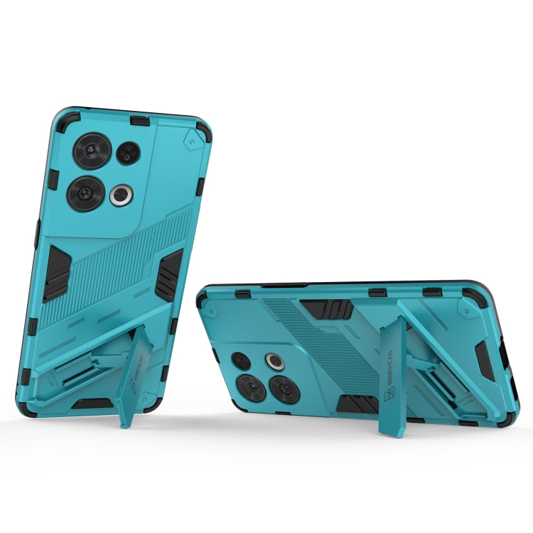 For OPPO Reno8 Pro Punk Armor 2 in 1 PC + TPU Shockproof Phone Case with Invisible Holder(Blue) - OPPO Cases by PMC TechLife | Online Shopping South Africa | PMC TechLife | Buy Now Pay Later Mobicred