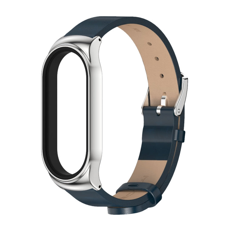 For Xiaomi Mi Band 7 / 7 NFC MIJOBS CS Metal Case + Microfiber Leather Watch Band(Blue Silver) - Watch Bands by MIJOBS | Online Shopping South Africa | PMC TechLife | Buy Now Pay Later Mobicred