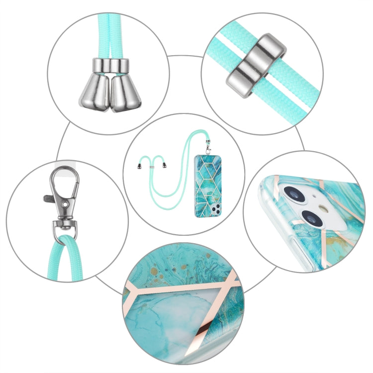 For Samsung Galaxy A13 4G Electroplating Splicing Marble TPU Phone Case with Lanyard(Blue) - free shipping - PMC TechLife - Order now!