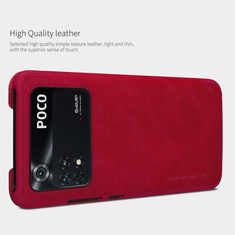 For Xiaomi Poco M4 Pro NILLKIN QIN Series Crazy Horse Texture Leather Phone Case(Red) - free shipping - PMC TechLife - Order now!