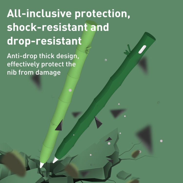 Bamboo Liquid Silicone Gel Stylus Pen Protective Case For Apple Pencil 1(Dark Green) - Pencil Accessories by PMC TechLife | Online Shopping South Africa | PMC TechLife