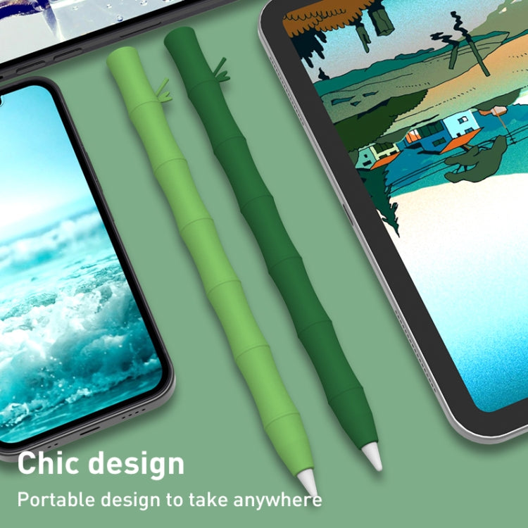 LOVE MEI Bamboo Liquid Silicone Gel Stylus Pen Protective Case For Apple Pencil 2(Dark Green) - Pencil Accessories by LOVE MEI | Online Shopping South Africa | PMC TechLife | Buy Now Pay Later Mobicred
